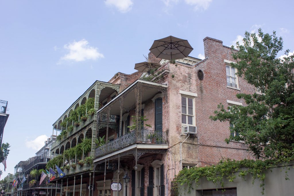Within the French Quarter, you see a lot of wrought iron and brick - it's a Spanish building style, actually, as the last big fire that went through the region took place during the Spanish ownership of the city, and thus everything was rebuilt to the Spanish fire code.